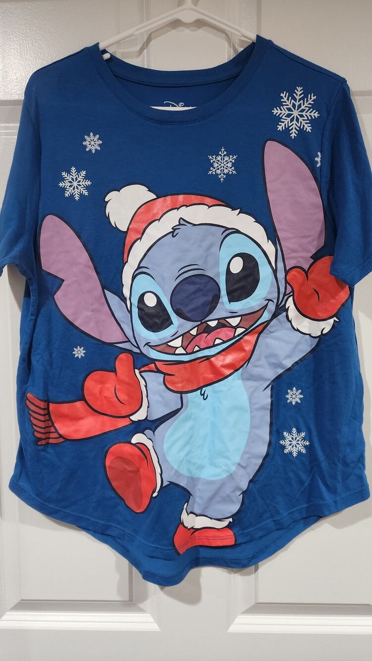 Disney Stitch Christmas Shirt XXL Juniors Size 19 Short Sleeve